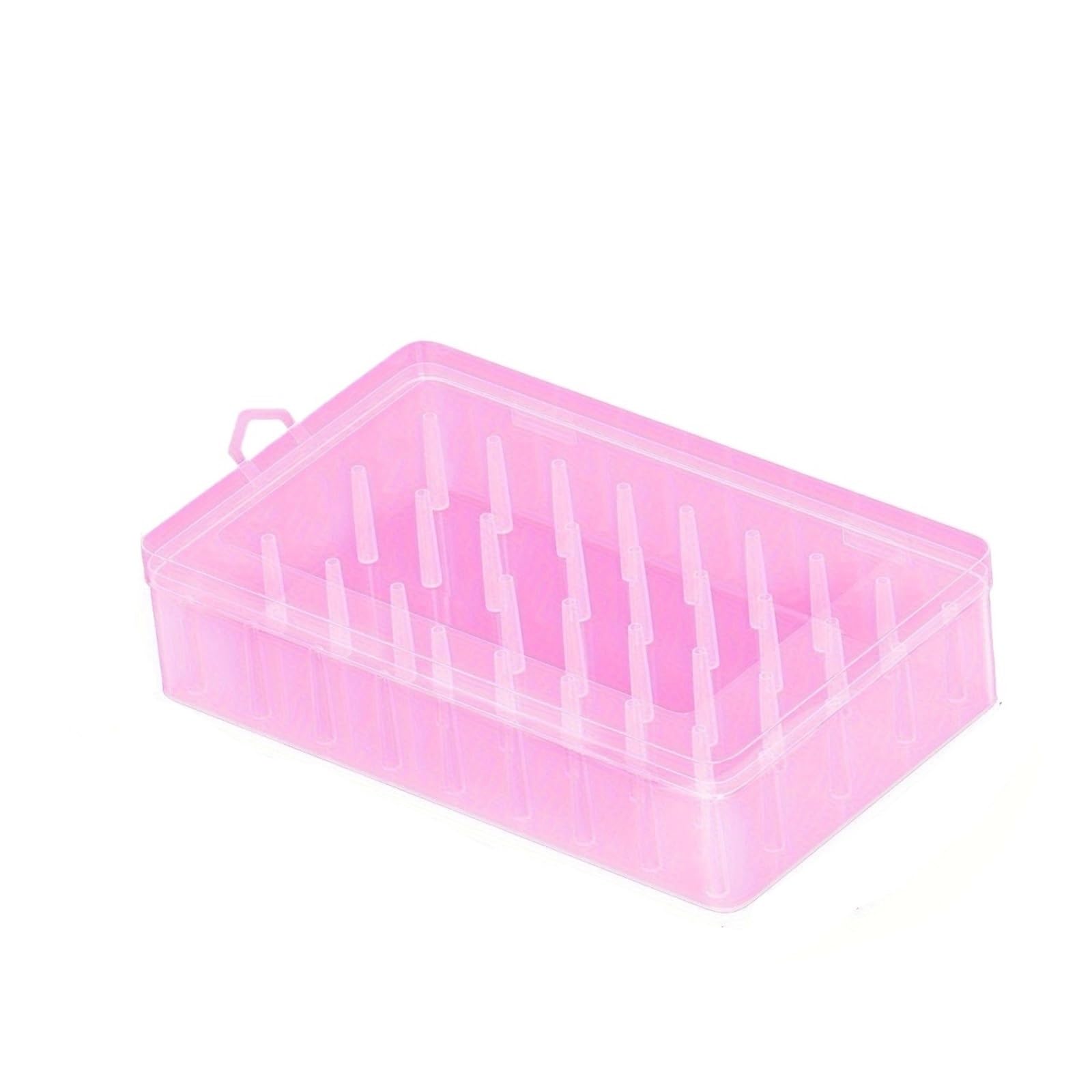 Caja clasificadora de hilo coser 42 carretes con soporte de aguja rosa