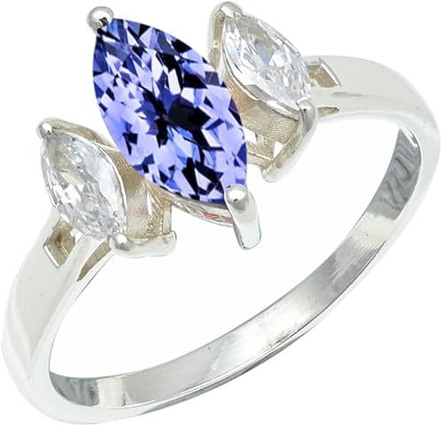 SILVERNROCK Tanzanite Lab Grown Gemstone Silver plated Meditation Ring Men & Wom