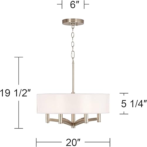 Miniatura 4 de Striking Bark Ava - Lámpara colgante de 6 luces de níquel cepillado con pantalla de impresión