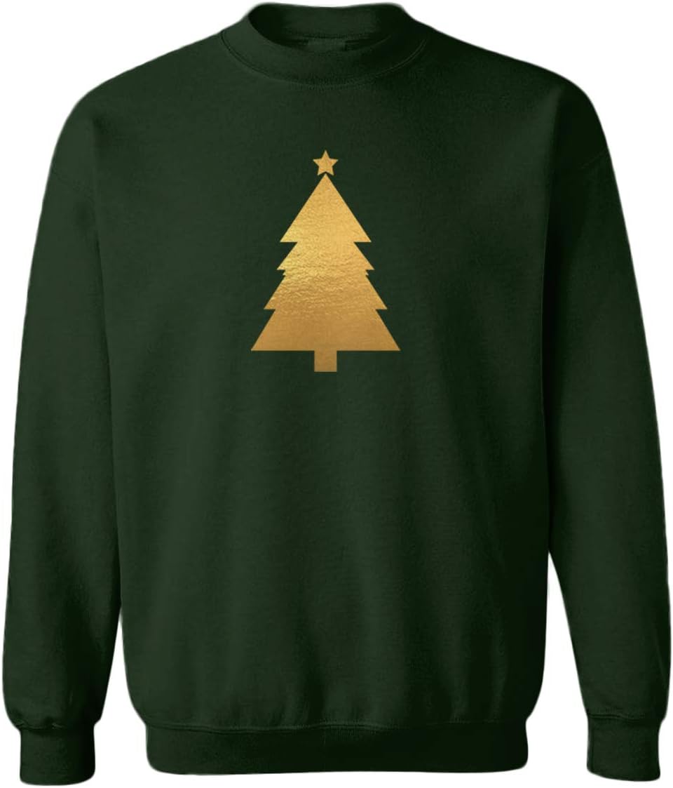 Tcombo Gold Foil Christmas Tree - Santa Claus Youth Fleece Crewneck Sweater