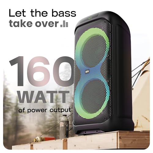 Image of GOBOULT Partybox X200 with Dynamic RGB LED Panel, 160Watt, Upto 7 Hrs Playtime, Bluetooth Speaker, Karaoke Mic Input, Portable Speaker, Pro Control Panel, USB, TF Card, AUX Compatible