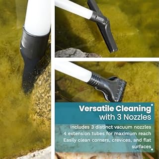 Half Off Ponds CleanSweep 1400 Pond Vacuum with a 13' Intake Suction Hose, 4 Extension Tubes, 3 Vacuum Nozzles, a 6.5 Foot Output Hose, and a Debris Collection Bag