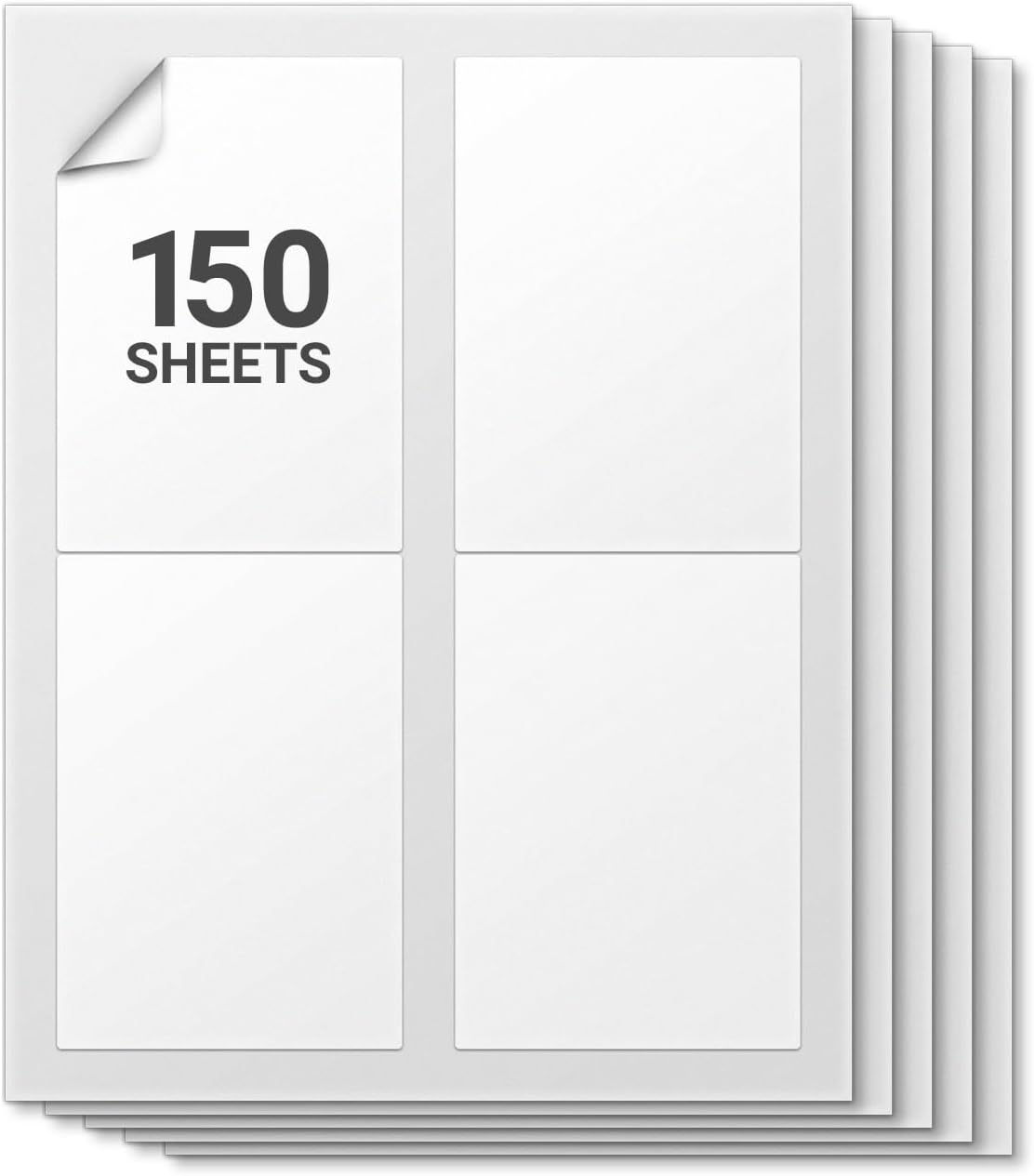 2.625" x 2" (2-5/8" x 2") Blank Rectangle Labels, White – 15 Labels/Sheet, 150 Sheets (2250 Total) – Laser & Inkjet Printable, Strong Adhesive, Water Resistant