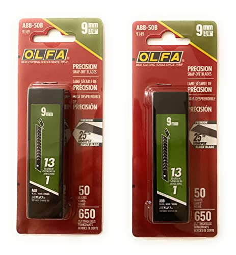O L F A OLFA 9149 ABB-50B 9mm UltraSharp Black Snap-Off Blade 50-Pack (2Pack)