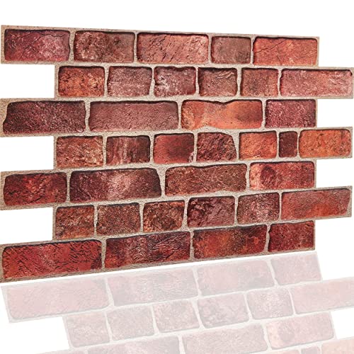 Panneau Mural Décoratif en PVC Effet Brique Lot de 10 Panneaux | 4.71 qm de Parement Brique Rouge - Universelle Panneaux Décoratifs Texturés en 3D pour les Murs Intérieurs Parement Brique