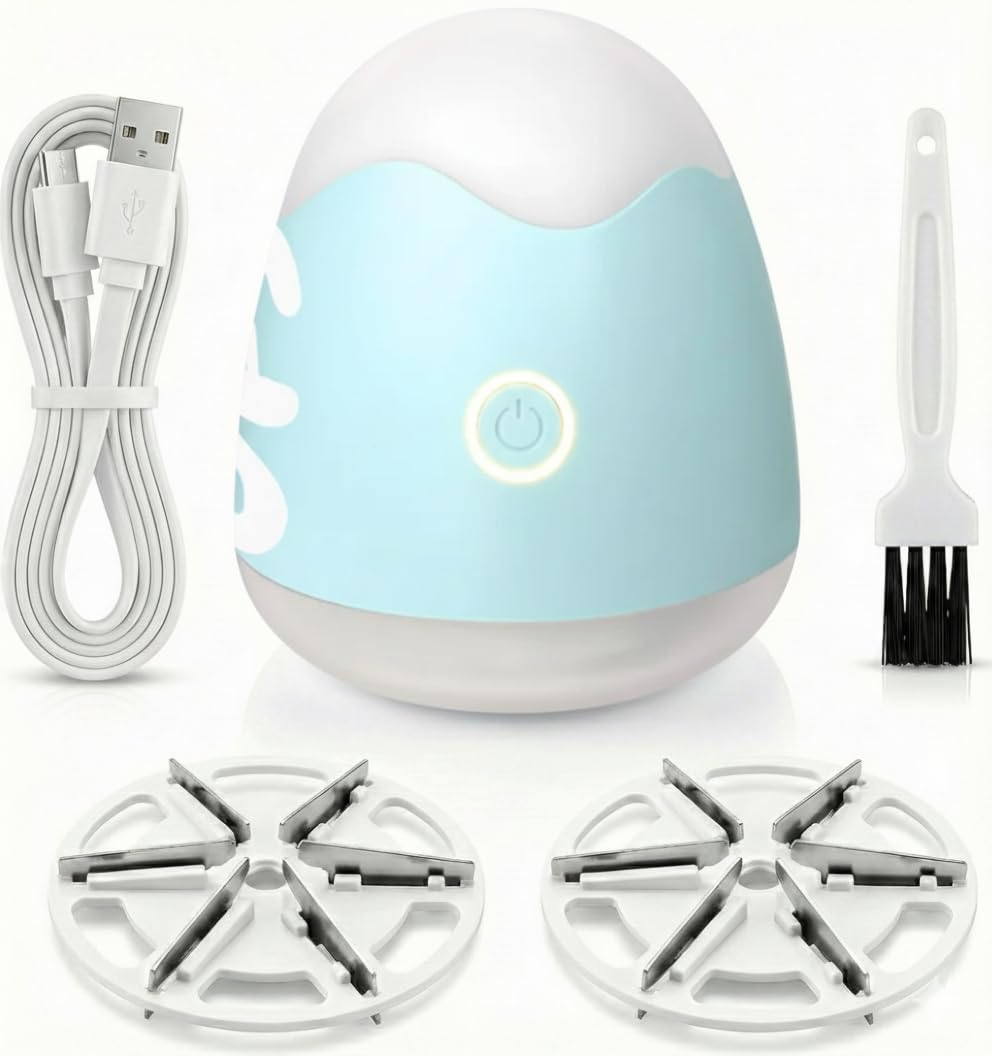 Anti-Bouloche Eléctrico Recargable - Afeitadora Antipelusas Textil, 6 cuchillas Acero Inoxidable, Batería 800mAh, Carga USB-C