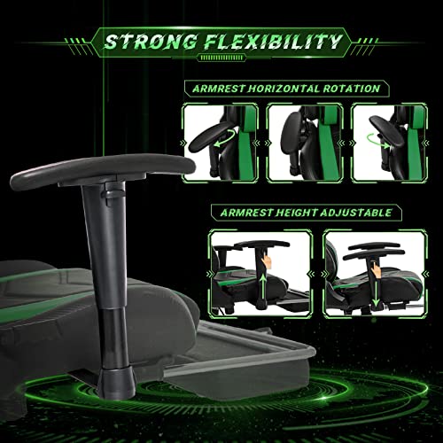 Aa Products Gaming Chair High Back Ergonomic Computer Racing Chair Adjustable Gamer Chair With Footrest, Lumbar Support Swivel Chair – Blackgreen #TOP4