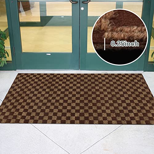 Custom Size Runner Rug 2 Ft X 6 Ft, Zgr Carpet Runners Hallway Entryway Kitchen Garage Laundry Room Area Rugs With Non-Slip Rubber Backing, Checkered Brown #TOP3