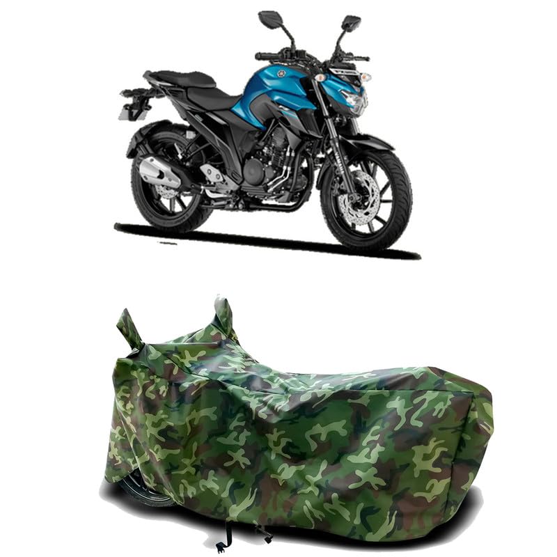 Image of DUFFEL-100% Heat Protection Two Wheeler Bike /Scooty Body Cover for Yamaha FZ-25 Water Resistance /UV-Rays /Birds Dropping /Scratchproof /Dust Proof /Waterproof[Green Jungle Print]