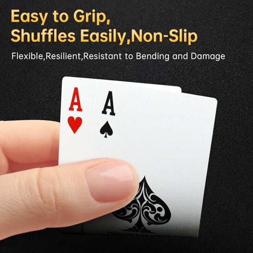 Image of PVC Playing Cards | Waterproof & Durable | Deck of Cards | Easy to Shuffle, Smooth Edge Poker Crads for Blackjack, Family Game Night & Card Games, Fun for All Ages