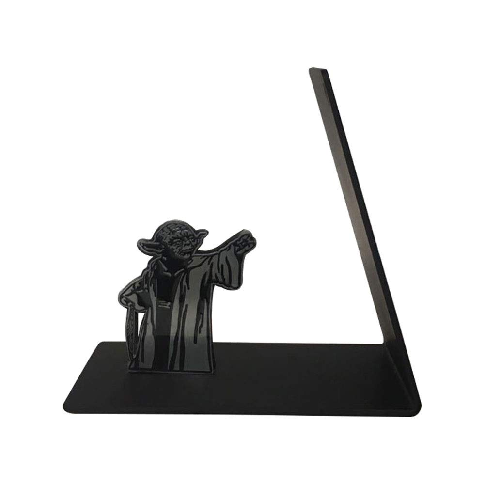 Creativa en Forma de L Libro Termina, Metal Resistente Star Wars Yoda Escuela sujetalibros Ministerio del Interior Decorativo Libro tapón Regalo (Color : Black)