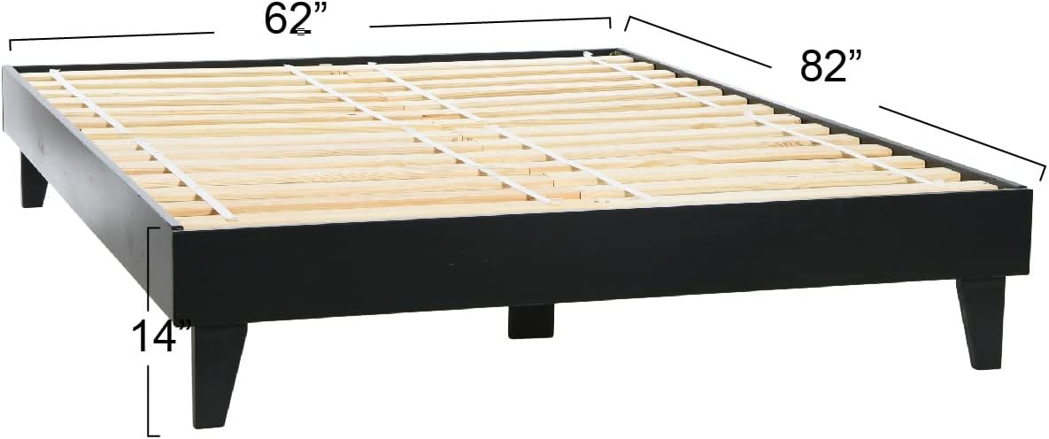 Creative Co-Op Modern Platform, Queen Bed, 62" L x 82" W x 14" H, Black