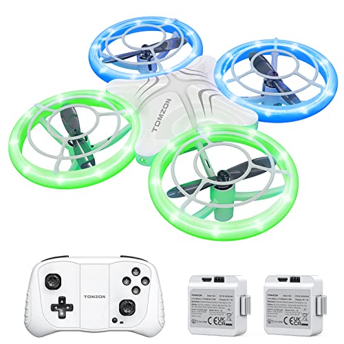 TOMZON Mini Drohne für Kinder, Blauen und Grünen LED Lichter, RC...