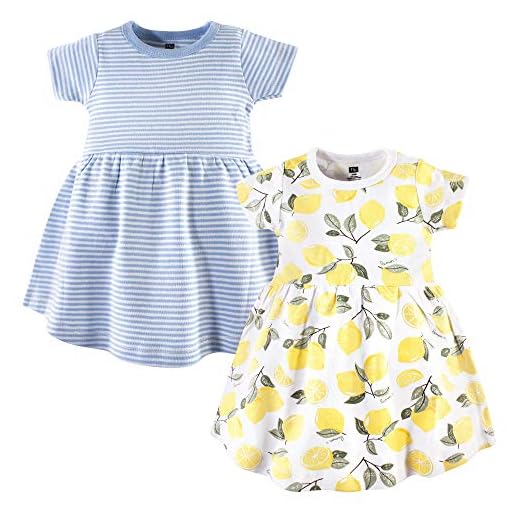 Hudson Baby Vestidos de algodão para bebês meninas, Limões, 3 Anos