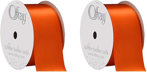 Berwick Offray 950647 - Cinta de satén de una cara de 1.5 pulgadas de ancho, naranja torrido, 4 yardas (paquete de 2)