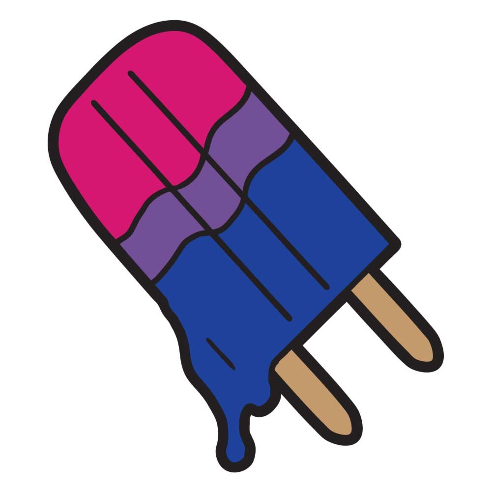 Dark Spark Decals Bisexual Pride Ice Pop Icecream, Hidden Pride Flag - 4 Inch Full Color Vinyl Decal for Indoor or Outdoor use, Cars, Laptops, Décor, Windows, and More