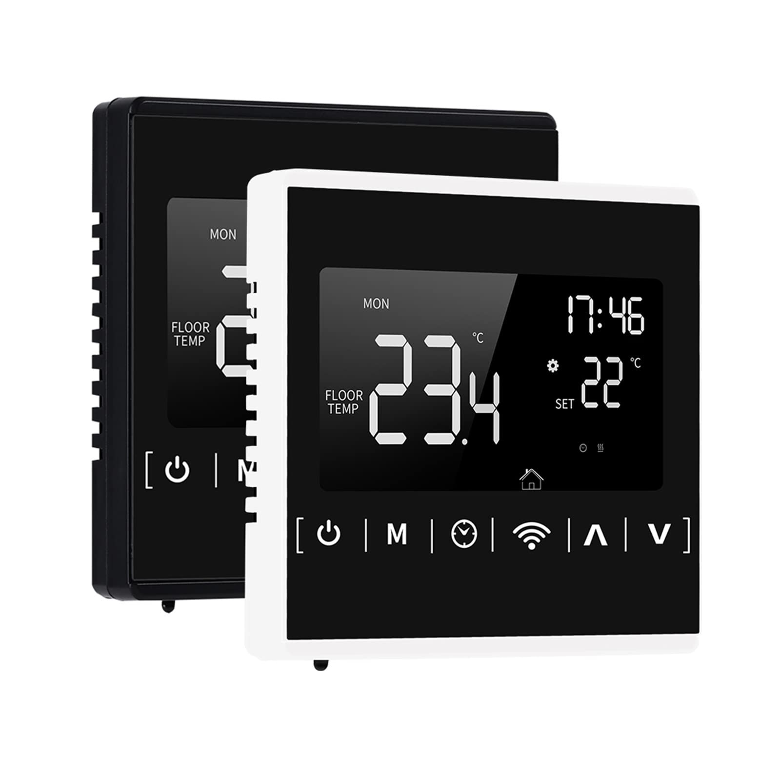 Termometro da interno igrometro digitale Regolatore di temperatura del termostato Smart WiFi for lavori di riscaldamento a pavimento elettrico e app smart life Con display LCD(White-16A-No WiFi)
