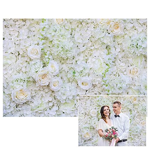 Mehofoto Fleur Toile De Fond Blanc Rose Douche De Mariée Nouveau-Né Bébé Cabine Photo Fond 7x5ft Vinyle Saint Valentin Baby Shower Photographie De Mariage Fond