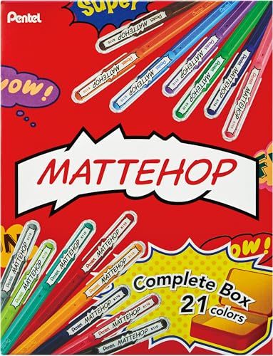 Pentel Mattehop K110V Gel Roller with High Opaque Ink in Matte Finish, 1.0 mm (Metal Box of 21 Pieces, Assorted Colours) - Image 2