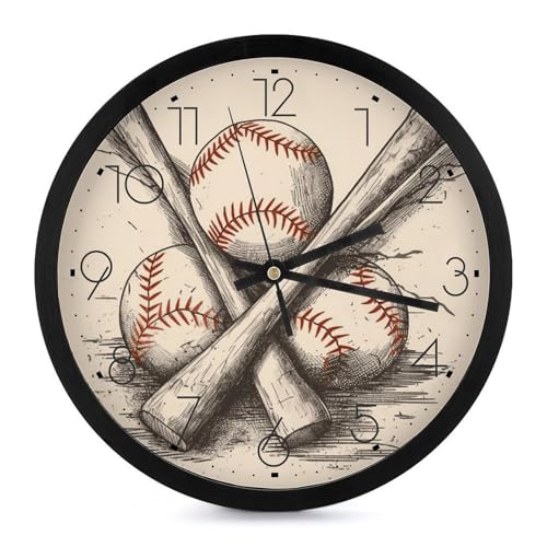Horloge murale numerique moderne baseball de 25,4 cm pour salle de bain