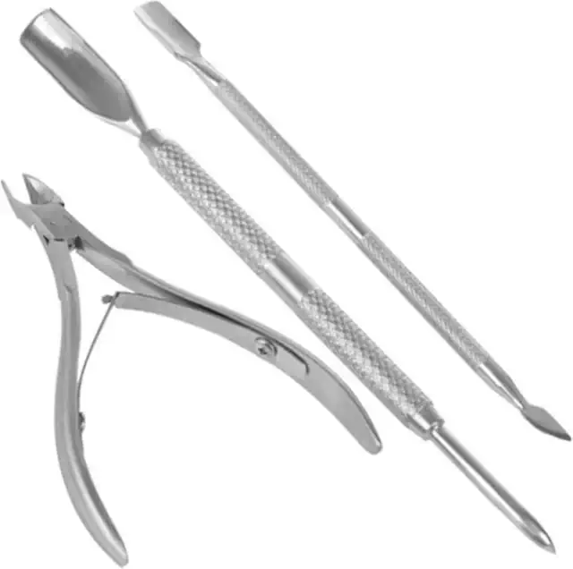 Heble 3-Piece Nail Care Set - 2x Cuticle Pushers & 1x Cutter - Bokkenpootje voor Nagels