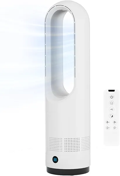 Bladeless Fan,22Inch Cooling Tower Fan 80° Oscillating with Remote, 9H Timer, 8 Speeds, Portable Quiet Cooling Fan for Indoor, Bedroom, Home Office