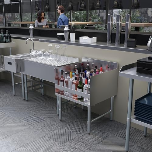 Image of AmGood 22.5 in. x 24 in. x 33 in. Stainless Steel Four-Tier Liquor Display Rack