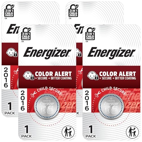 Energizer 2016 3V Batteries, 3 Volt Battery Lithium Coin, 1 Count (Pack of 4)