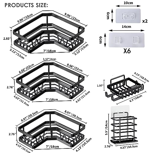 Stainless Steel Bathroom Shower Caddy, 5-Pack Self Adhesive Shelves Organizer