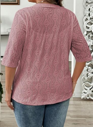 Image of Eytino Plus Size Cardigan for Women Half Sleeve Knitted Jacquard Summer Kimono Cover up Tops(1X-5X)