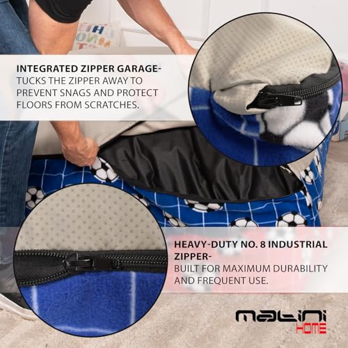 Image of Matini Home Sensory Crash Pad - Non Slip Bottom, Soft Fabric Sensory Pads, Landing Mat for Jumping, Relaxing & Play - 60 inch x 60 inch, Blue Soccer Ball