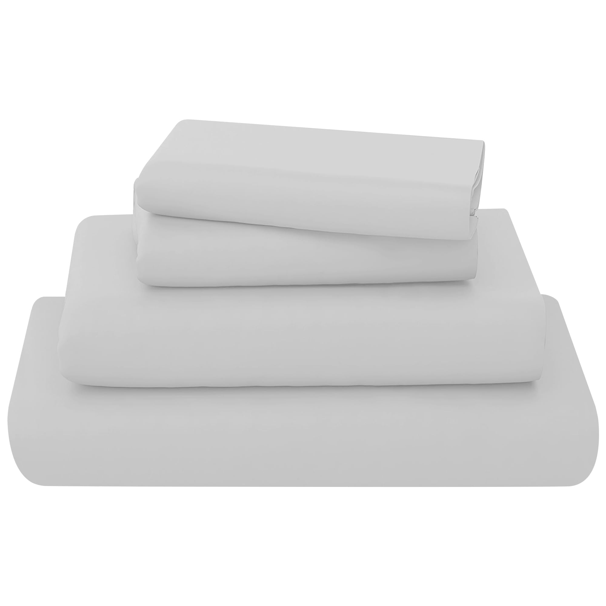 KOHSAR Silver Single Bed Sheet Set - 3 Pieces Poly Cotton Sheet Set Single Size Soft Wrinkle Resistant Bedding Set - Flat Sheet + Fitted Sheet + Pillowcase