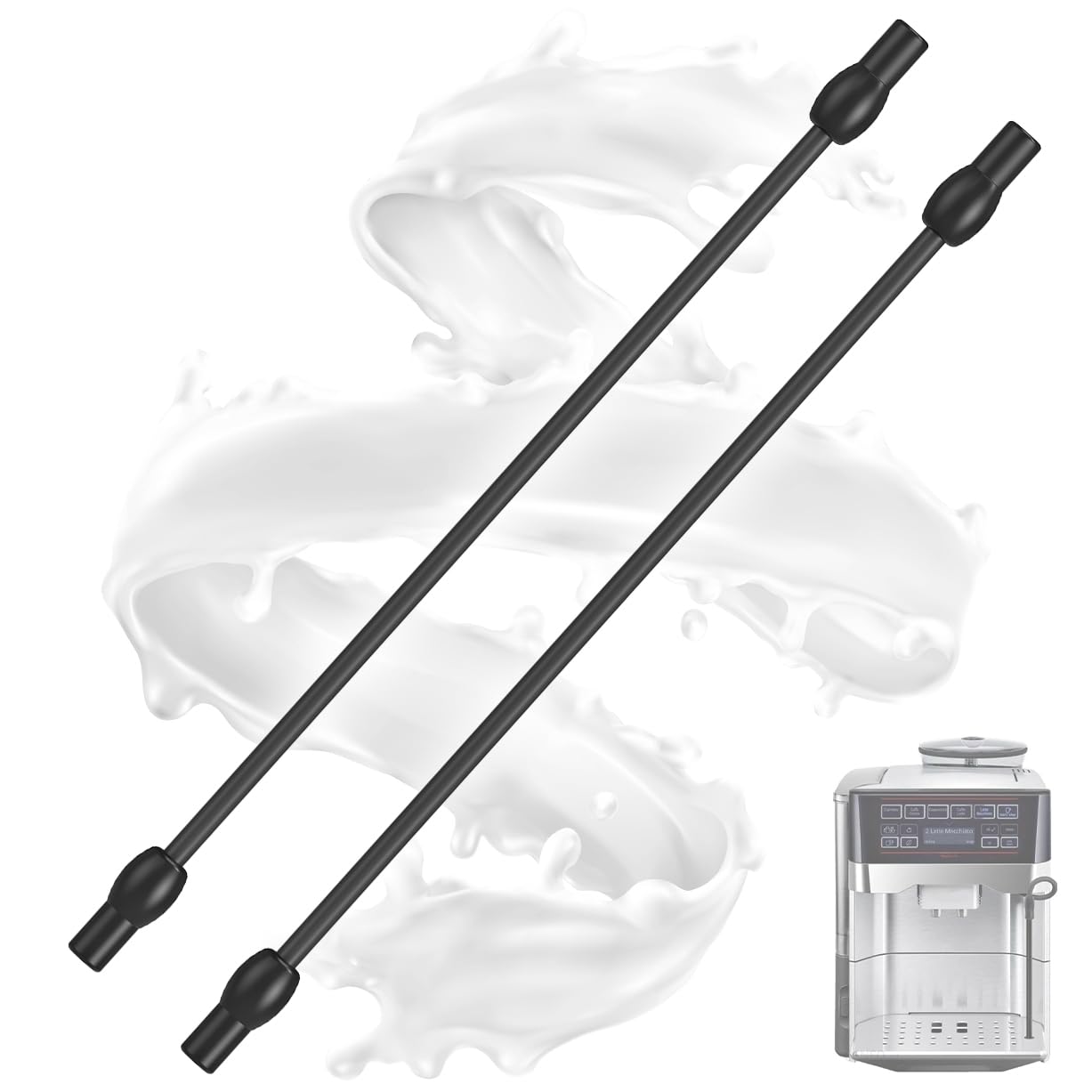 Milchschlauch 2er Set für Siemens EQ6 plus s700, EQ7 - Ersatzschläuche Kompatibel mit Siemens Kaffeevollautomat EQ6 series 300/500/700 und Bosch VeroAroma Kaffeemaschine