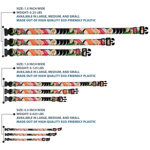 Collar de sushi ancho y regulable con broche plástico resistente Buckle Down 4