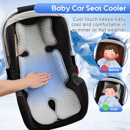 Image of Car Seat Cooling Pad for Baby, Mink Dot Car Seat Cooler Mat for Girls Boys, Stroller Cooling Pad with 3D Breathable Mesh, Multifunctional Infant Carseat Cooling Insert Liner for Summer