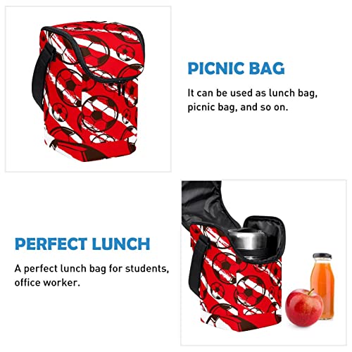 Bolsa de almuerzo lavable e impermeable con estampado de fútbol rojo urbano 3