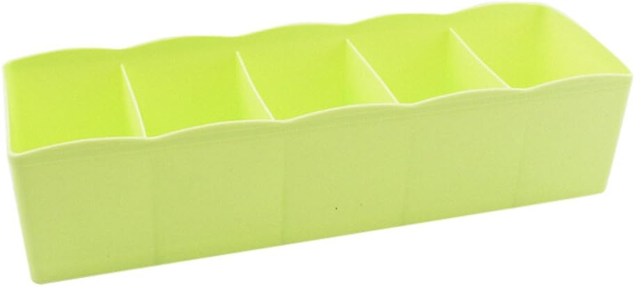 Ywoow Pack, 5 Cells Plastic Organizer Storage Box Tie Bra Socks Drawer Cosmetic Divider Tidy, Grid Multi-Purpose Drawer Organize Storage Box