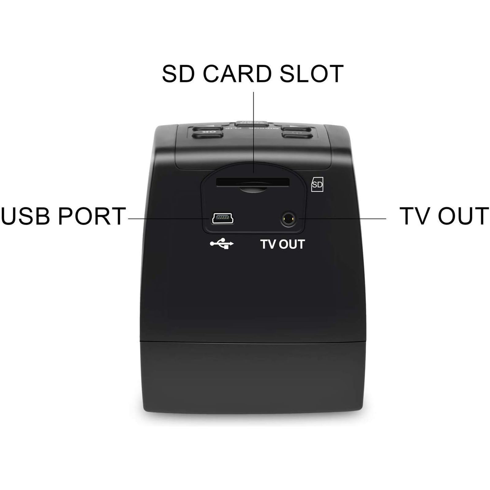 Escáner De Diapositivas De Película Digital, Proyector De Diapositivas Portátil con Pantalla LCD TFT De 2,4", Brillo De Pantalla Ajustable Y Soporte En Varios Idiomas, para El Hogar, La Oficina