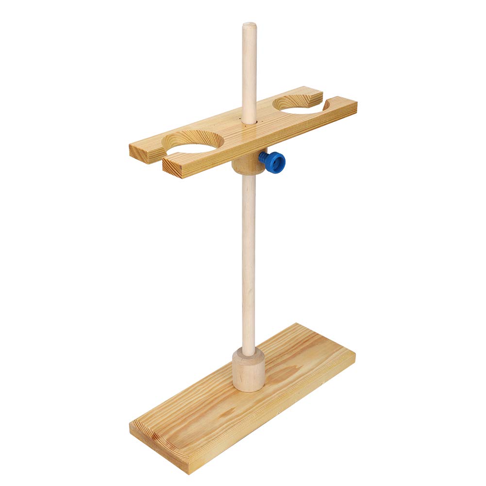 Qcwwy Support D'entonnoir en Bois à 2 Trous avec Hauteur Réglable pour 2 Entonnoirs, Bois Poli Facile à Laver Support D'entonnoir en Bois pour Laboratoire