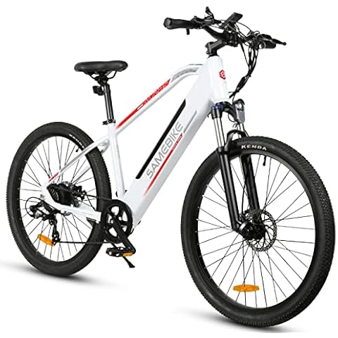 SAMEBIKE MY275 Electric Bikes for Adults with 48V 10.4AH Removable Battery Mountain Electric Commuter Bicycles 27.5 Inch Ebikes White Cover