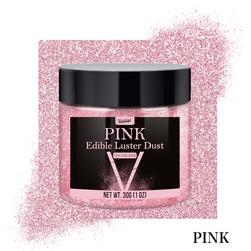 Edible Glitter Essbarer Glitzer - 30g Essbarer Glitzerpulver Glitzerstaub für Getränke, Lebensmittel, Kuchen - Essbares Metallisch Lebensmittelfarbe Glitzerpuder zum Cocktails, Wein, Torten (Rosa)