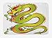 Produktbild ASKYE Dragon Bath Mat, Japanese Old Fashion Ancient Folk Myth Creature in Vibrant Toned Design, Plush Bathroom Decor Mat with Non Slip Backing, 15.7X23.6 inch, Lime Green Marigold Red