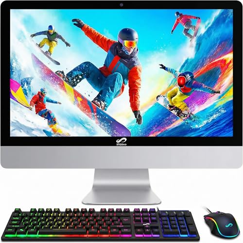 STGSivir All in One Desktop Computer, 22' FHD Display, Intel Core i5 up to 3.6G, 16G RAM, 512G SSD, WiFi, BT 5.0, RGB Keyboard & Mouse, Webcam, Windows 11 Home