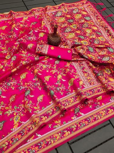 Panzora pink kashmiri silk saree – image 2