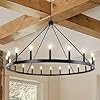 WBinDX Black Wagon Wheel Chandelier Diam 47 inch, 20-Light Large Rustic Farmhouse Chandelier, Modern Industrial Country Style Round Chandeliers for Living Room High Ceiling Foyer Entryway