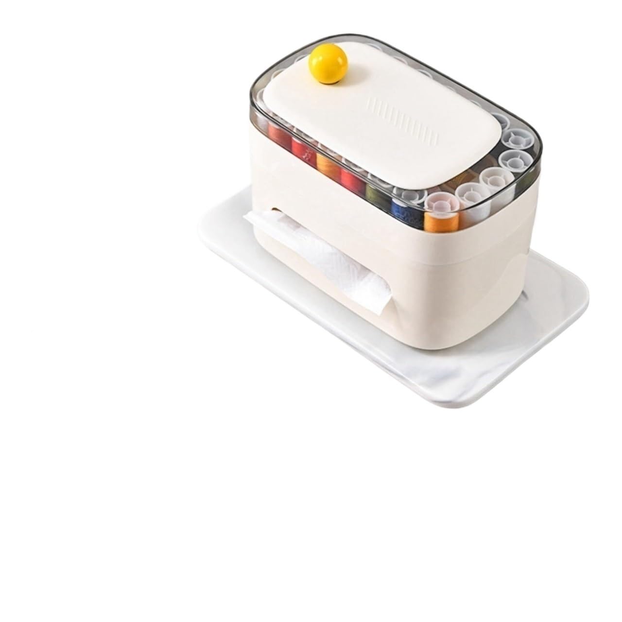 Soporte para Pañuelos Juego de Cubierta Caja pañuelos con Herramientas pequeñas prácticas, Almacenamiento para un Nuevo Hogar(White)