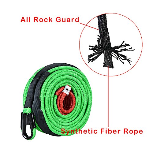 Astra Depot Synthetic Winch Rope Cable Green 22000Lbs 95Ft X 3/8 Inch With All Rock Guard 7/16" Compatible For Jeep Atv Utv 4X4 Off-Road Truck #TOP3