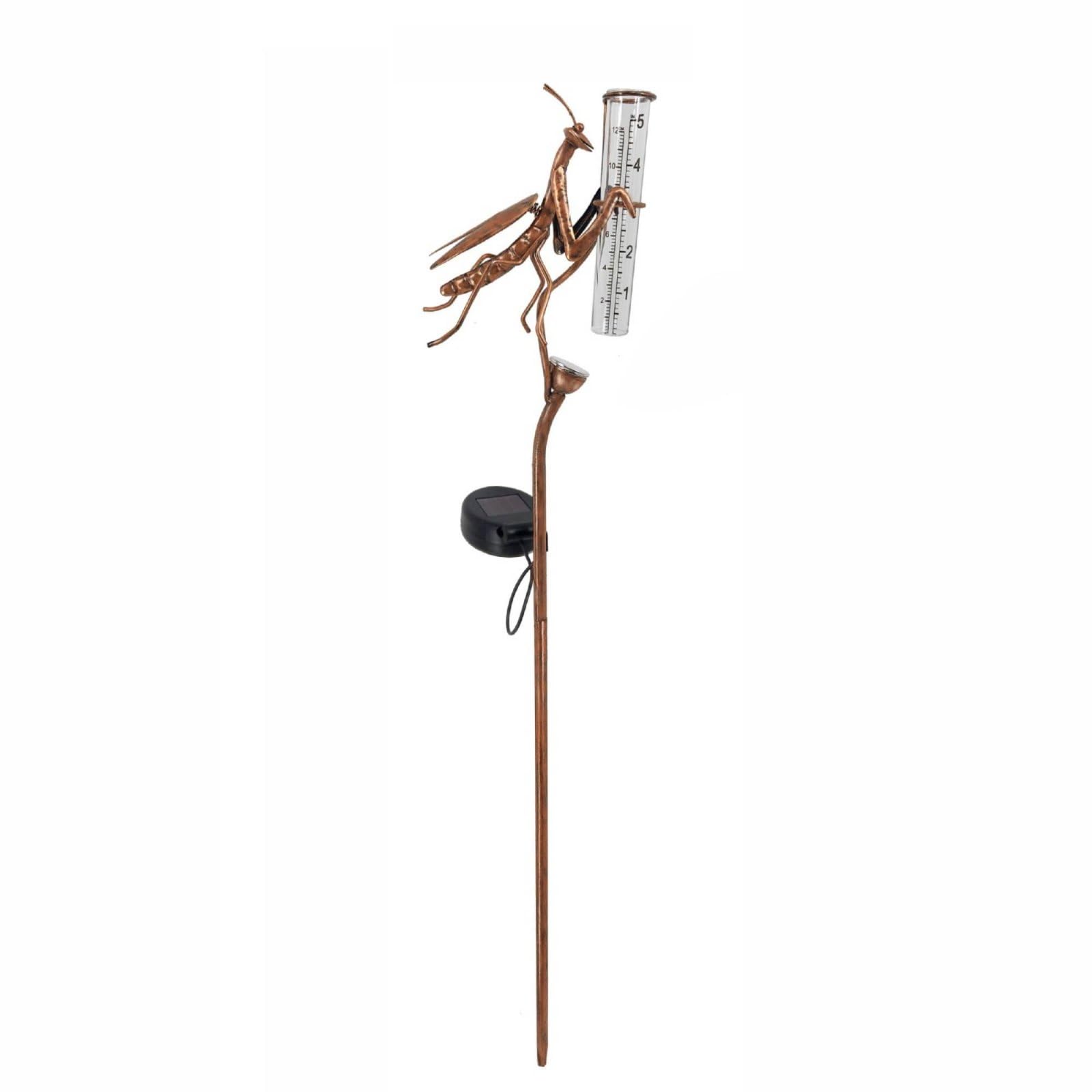 Waterproof Praying Mantis Solar Rain Gauge Lights Up at Night Solar Powered Rain Gauge Light Auto On/deactivated Mantis Garden Stake Light Easy to Read Scale for Gardeners-image-26