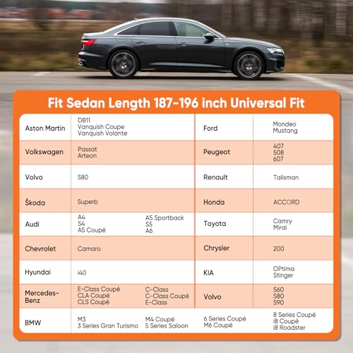 Image of NEVERLAND Sedan Car Cover Waterproof Heavy Duty All Weather Protection Snow Anti-UV Windproof Outdoor Full Car Cover Fit for Automobiles BMW /Mercedes-Benz /Honda (185-196 inch)