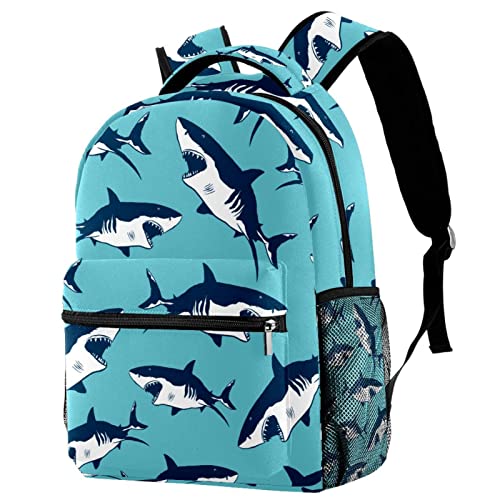 Mochila para portátil con estampado original de tiburones y gran capacidad de viaje